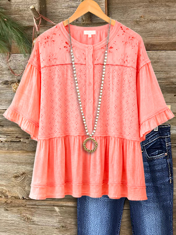 Coral Coast Eyelet Peplum Top