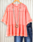 Coral Coast Eyelet Peplum Top