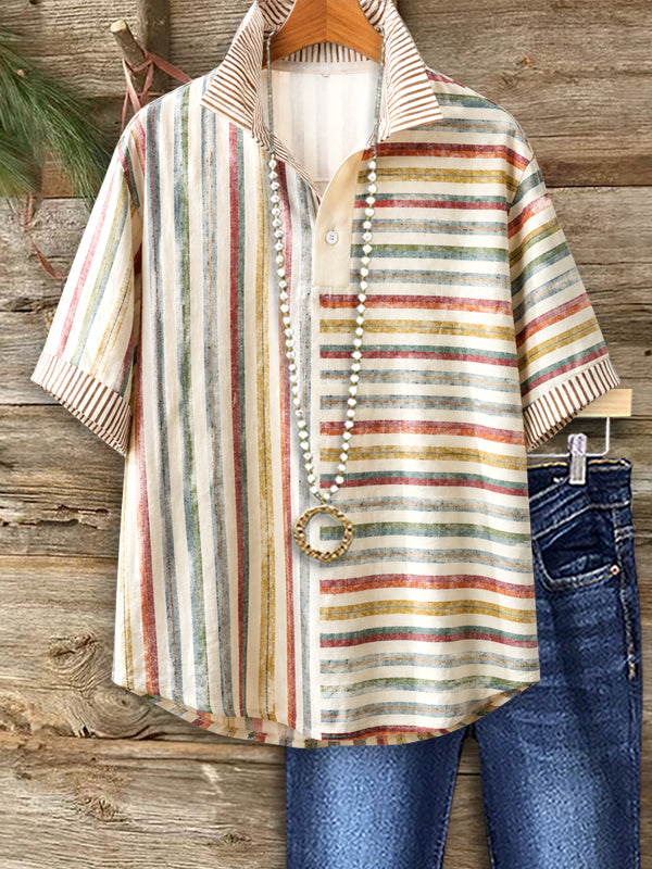 Sunset Stripe Henley Top