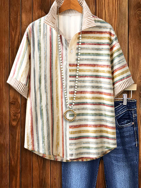 Sunset Stripe Henley Top
