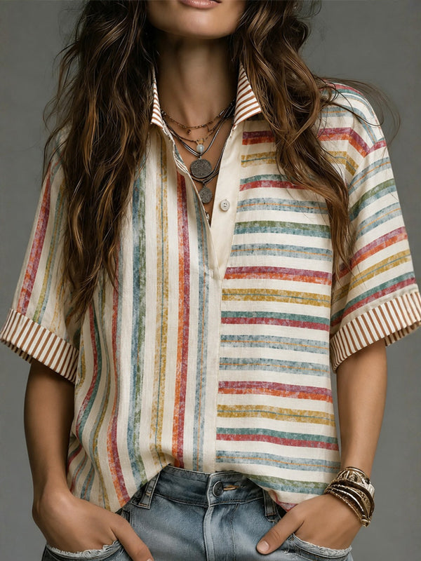 Sunset Stripe Henley Top
