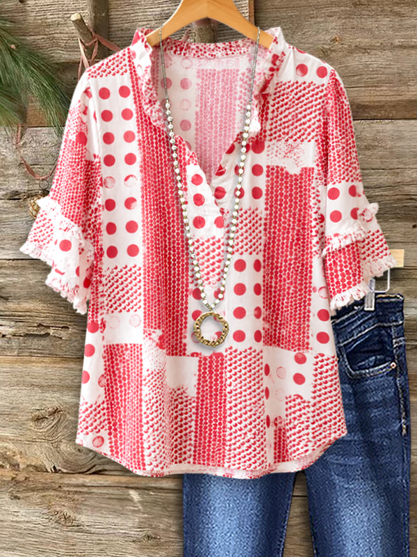 Playful Patchwork Dot Blouse