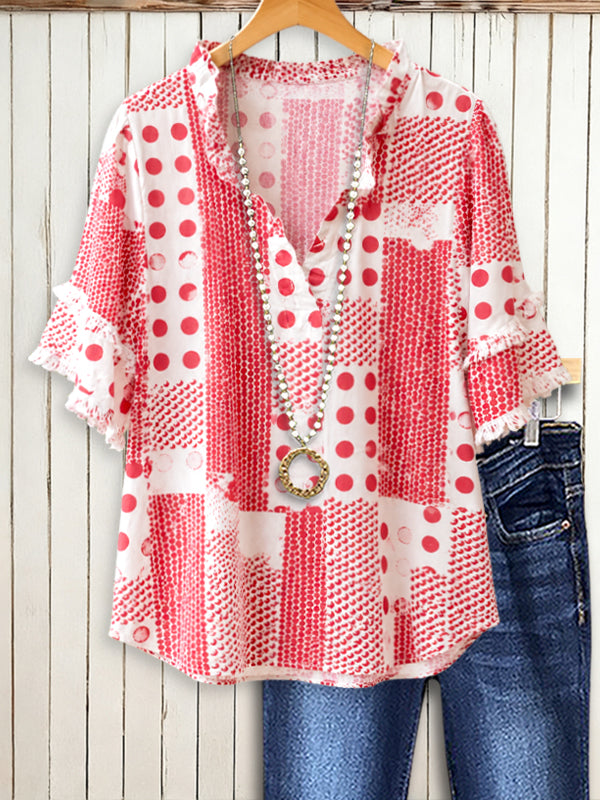 Playful Patchwork Dot Blouse