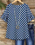 Navy Dot Flutter Sleeve Top