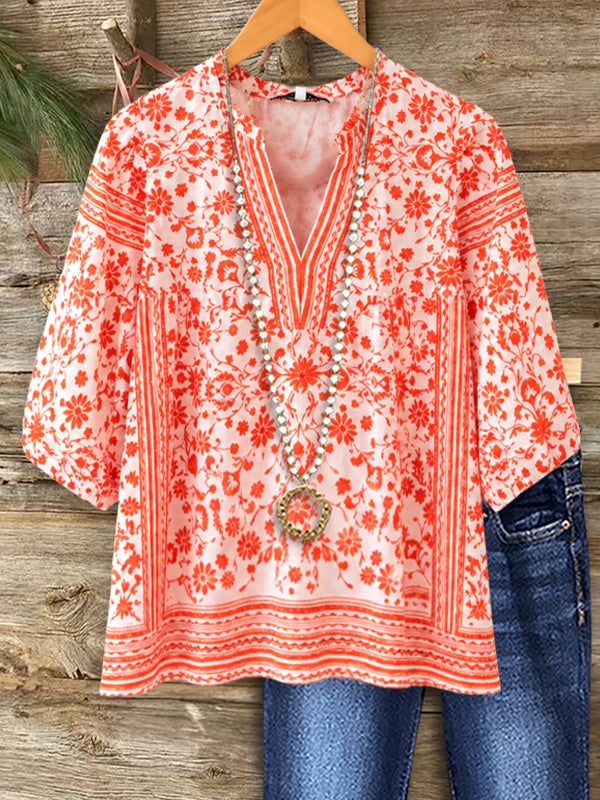 Sunset Garden Peasant Blouse