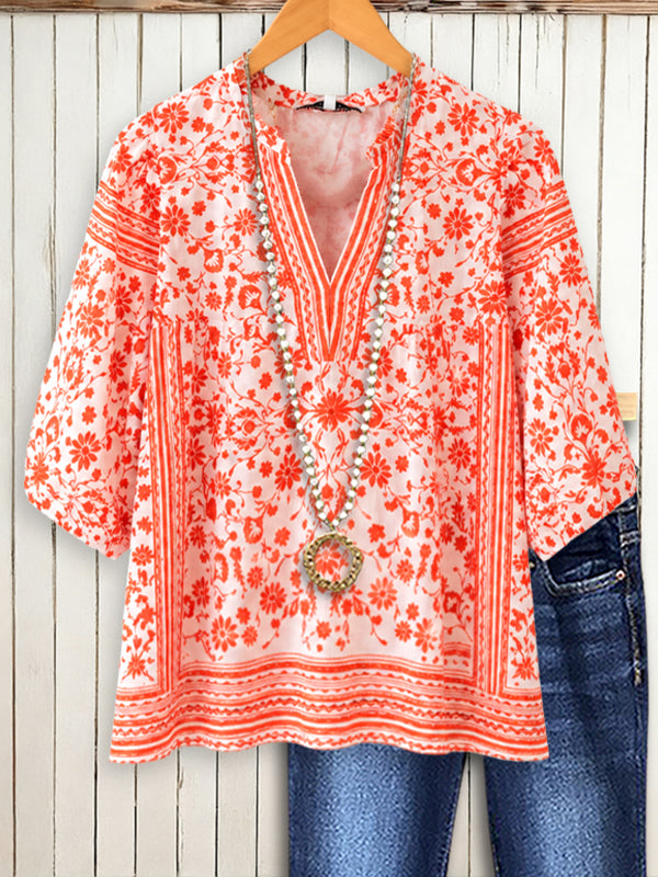 Sunset Garden Peasant Blouse