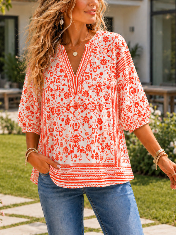 Sunset Garden Peasant Blouse