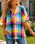Rainbow Picnic V-Neck Blouse