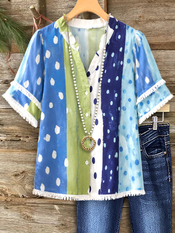 Coastal Breeze Patchwork Blouse