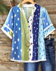 Coastal Breeze Patchwork Blouse