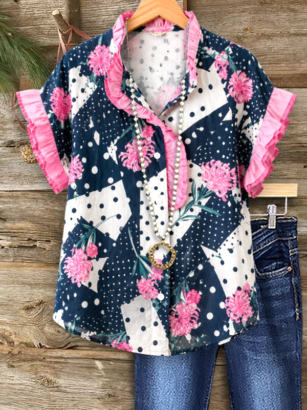 Midnight Bloom Ruffle Shirt