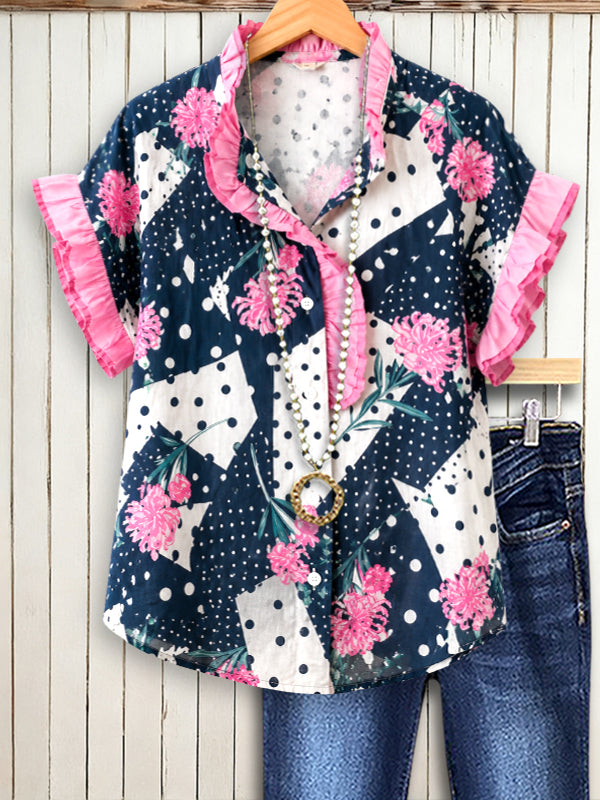 Midnight Bloom Ruffle Shirt