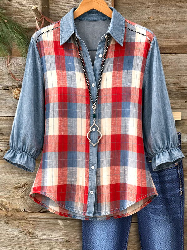 Americana Patchwork Denim Shirt