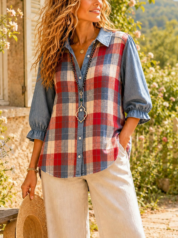 Americana Patchwork Denim Shirt