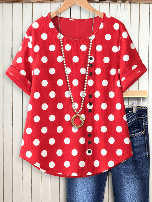Retro Polka Charm Button Top