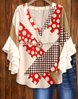Patchwork Dot Mix Flutter Top