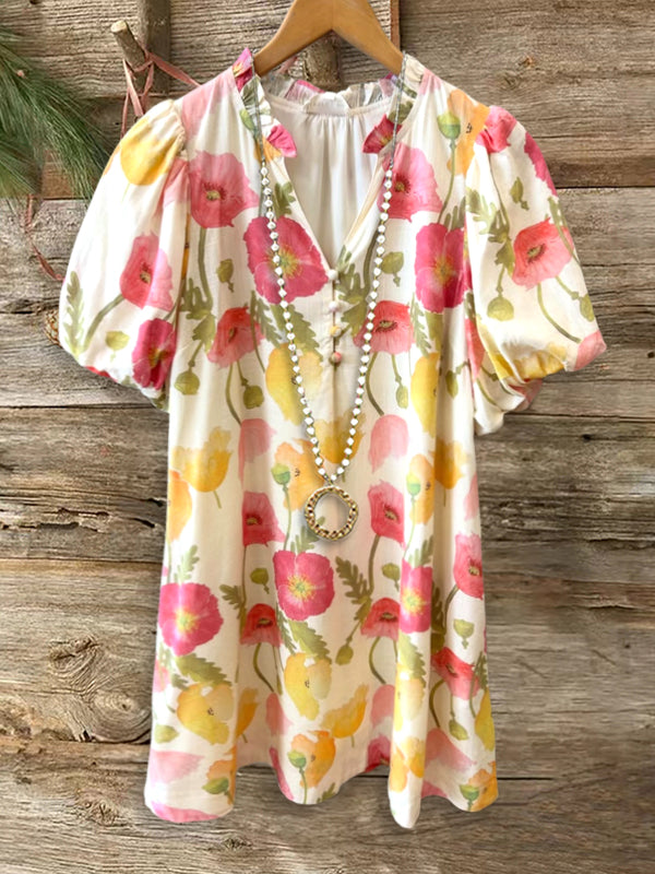 Floral Puff Sleeve Dress
