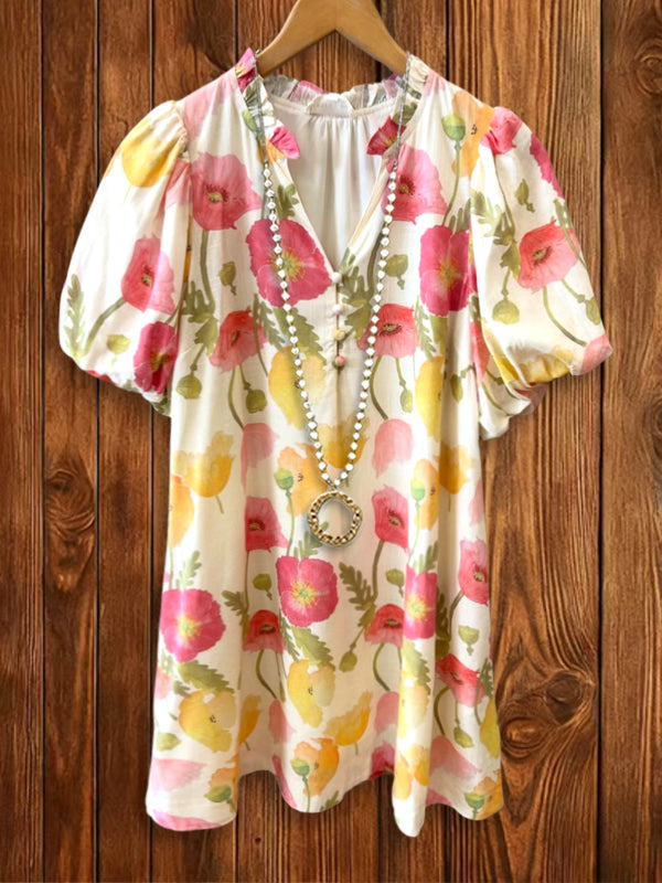 Floral Puff Sleeve Dress