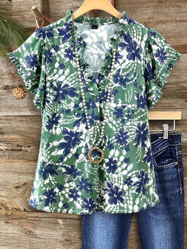 Garden Grace Ruffle Blouse
