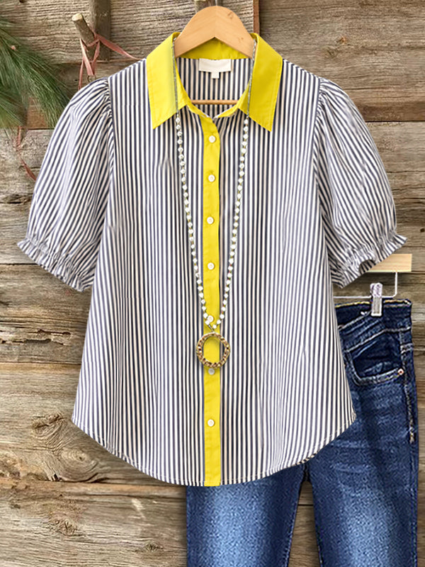 Sunshine Stripe Puff Sleeve Blouse