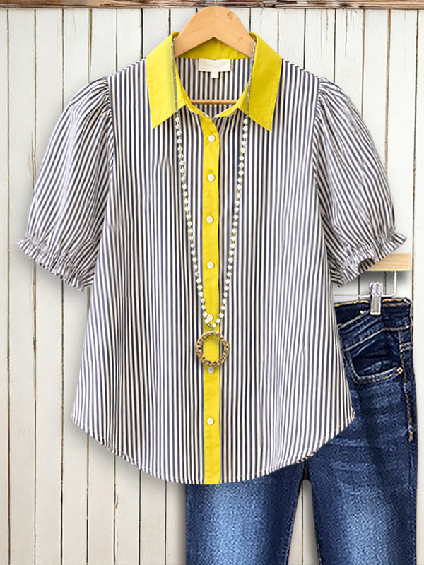 Sunshine Stripe Puff Sleeve Blouse