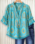 Lagoon Paisley Ruffle Blouse