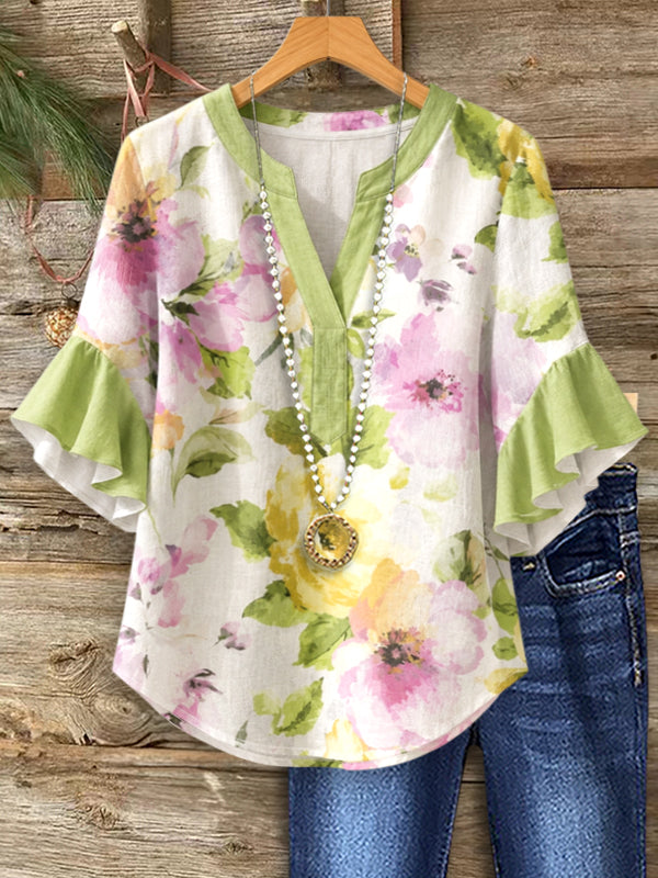 Garden Whisper Flutter Sleeve Blouse