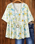 Meadow Bloom Lace Trim Babydoll Blouse