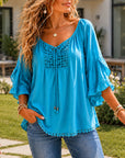 Ocean Breeze Boho Lace Blouse