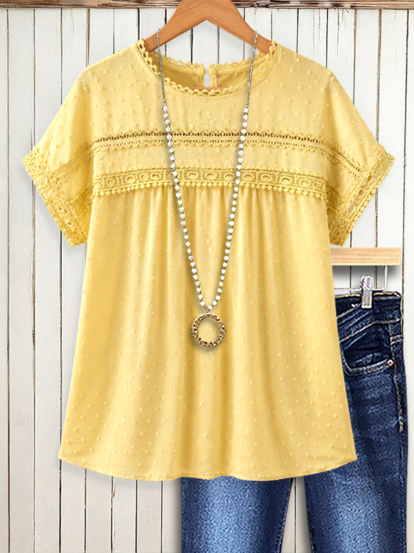 Sunny Swiss Dot Lace Yoke Top