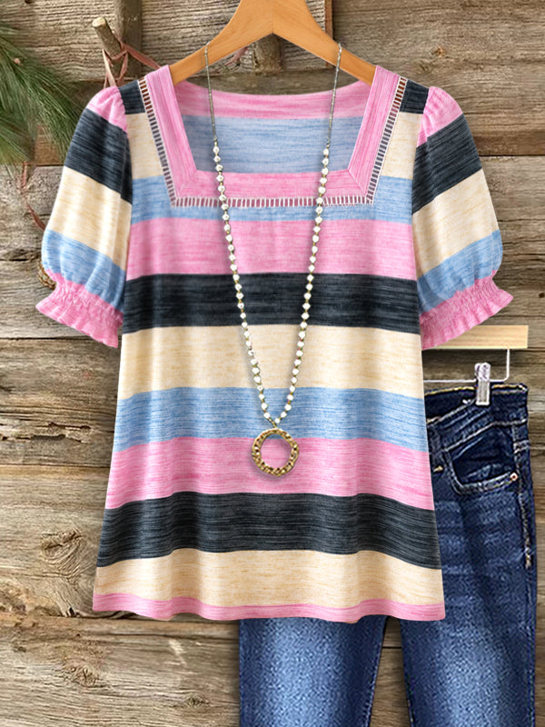 Candy Stripe Square Neck Top