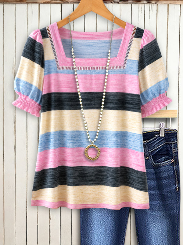 Candy Stripe Square Neck Top