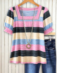 Candy Stripe Square Neck Top