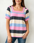 Candy Stripe Square Neck Top