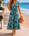 Ocean Bloom Faux Wrap Floral Dress