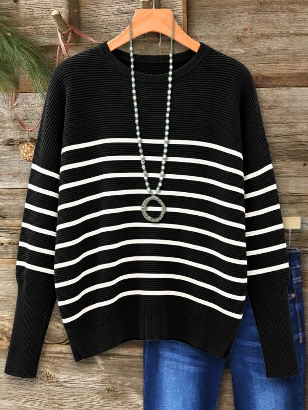 Striped Drop Shoulder Knit Sweater