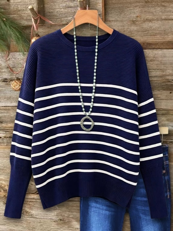 Striped Drop Shoulder Knit Sweater