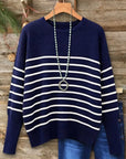 Striped Drop Shoulder Knit Sweater