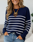 Striped Drop Shoulder Knit Sweater