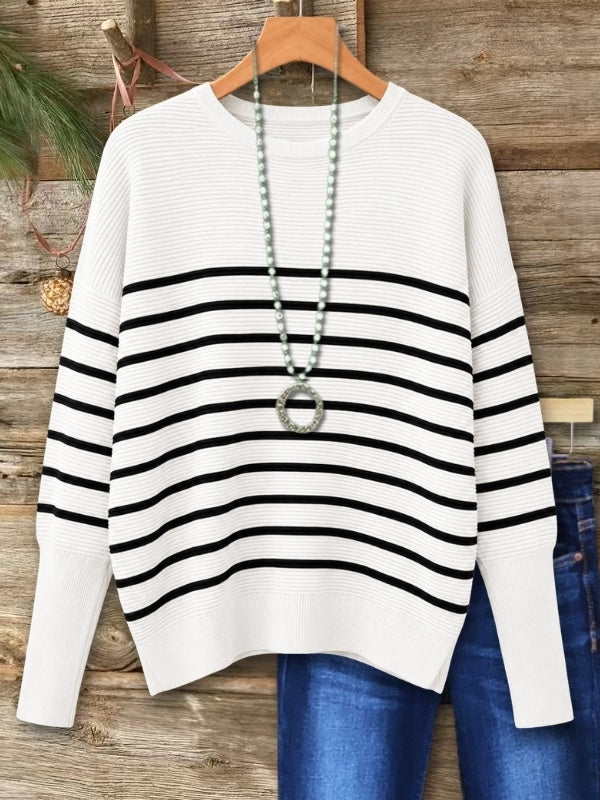 Striped Drop Shoulder Knit Sweater