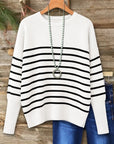 Striped Drop Shoulder Knit Sweater
