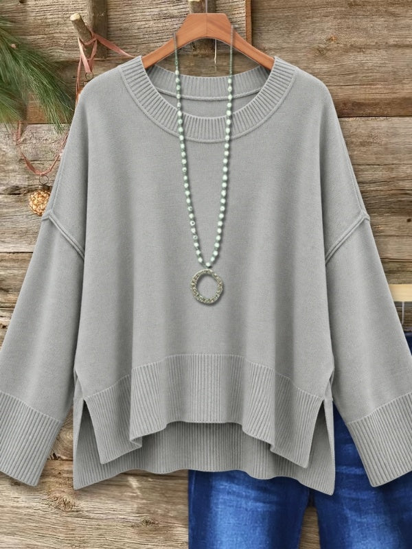 High-Low Side Slit Knit Sweater