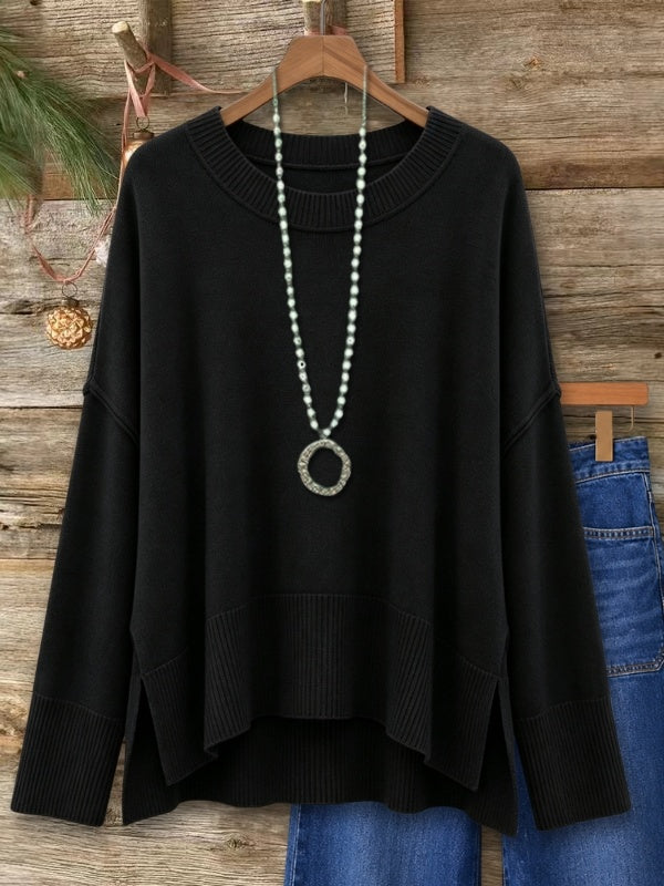 High-Low Side Slit Knit Sweater