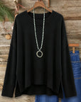 High-Low Side Slit Knit Sweater
