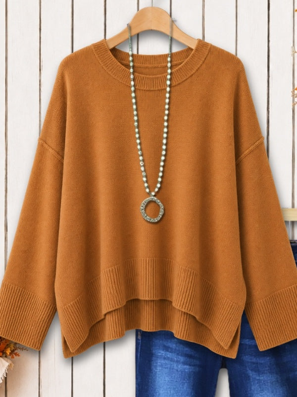 High-Low Side Slit Knit Sweater