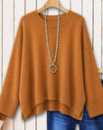 High-Low Side Slit Knit Sweater