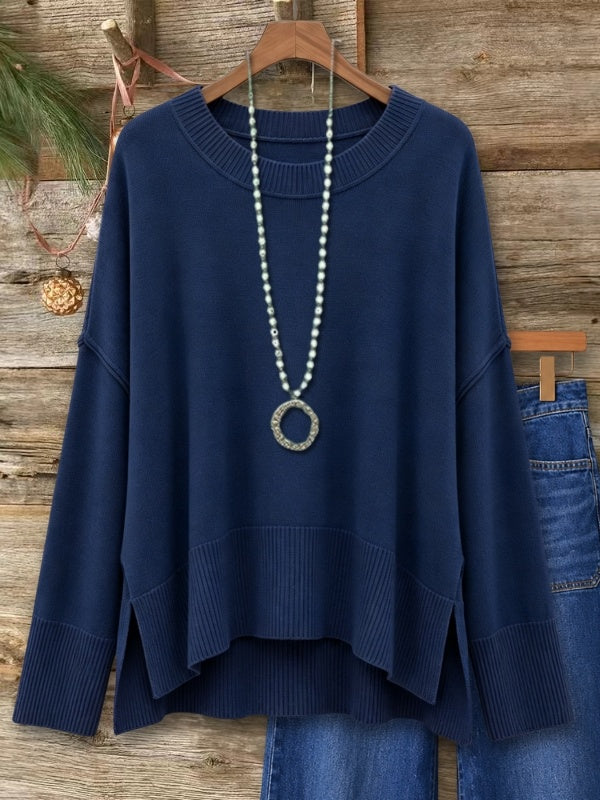 High-Low Side Slit Knit Sweater