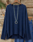 High-Low Side Slit Knit Sweater