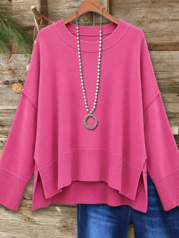 High-Low Side Slit Knit Sweater