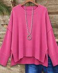 High-Low Side Slit Knit Sweater